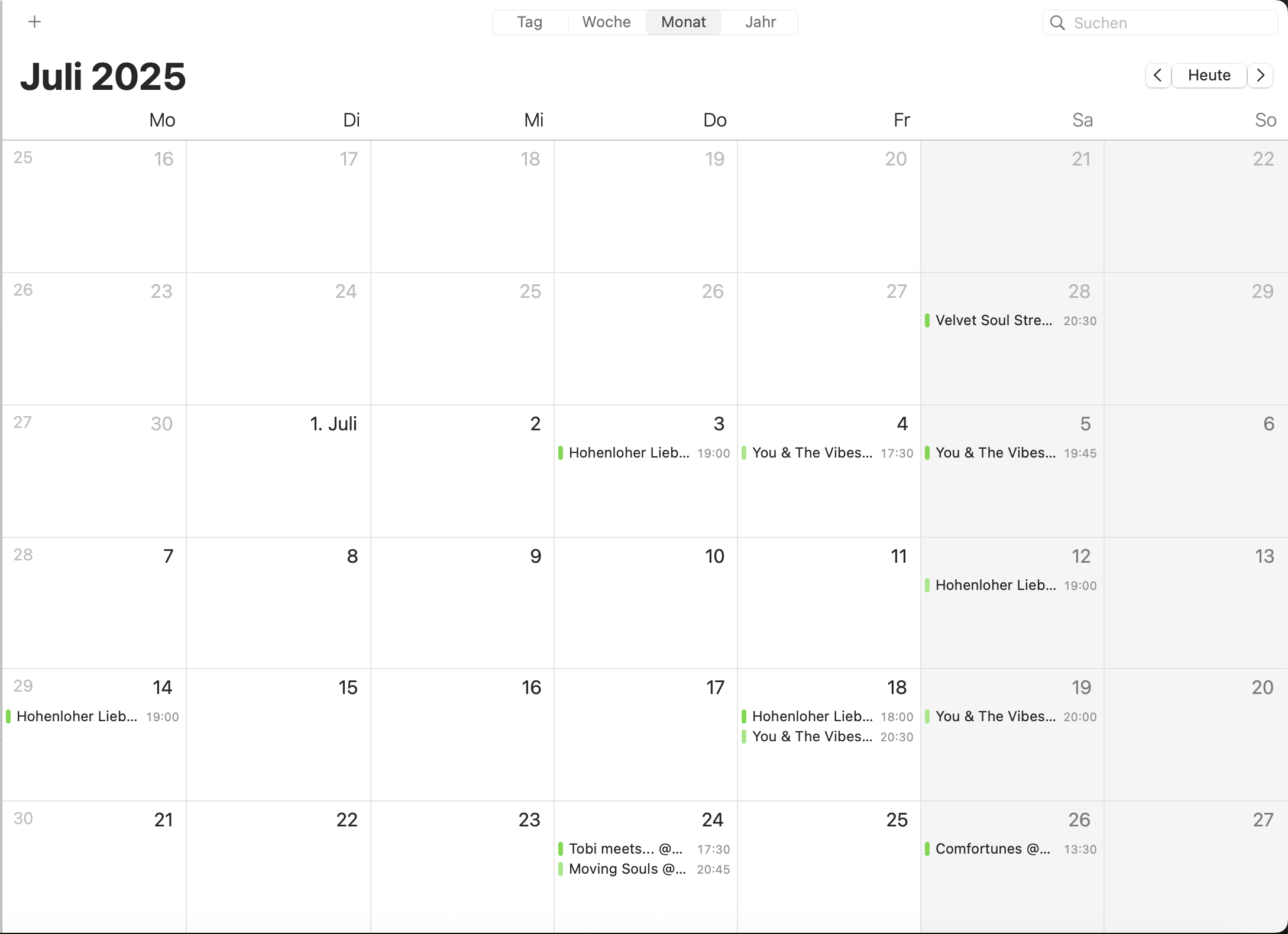Screenshot: gigeasy Kalender-Synchronisation